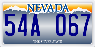 NV license plate 54A067