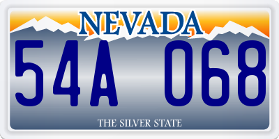 NV license plate 54A068