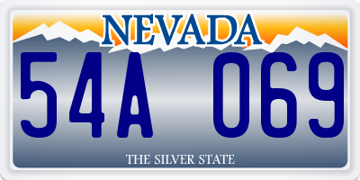 NV license plate 54A069
