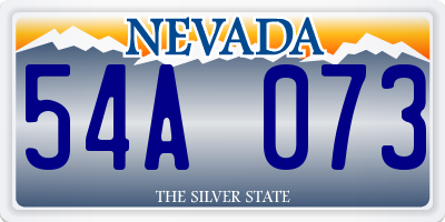 NV license plate 54A073