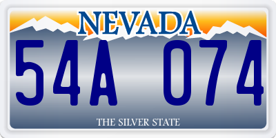 NV license plate 54A074