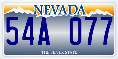 NV license plate 54A077