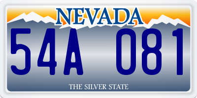 NV license plate 54A081