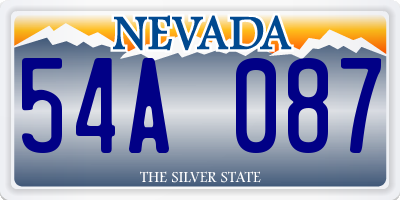 NV license plate 54A087