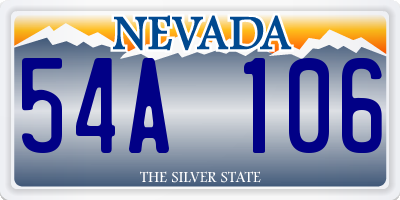 NV license plate 54A106