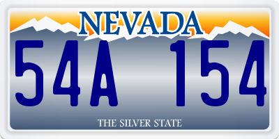 NV license plate 54A154