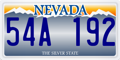 NV license plate 54A192