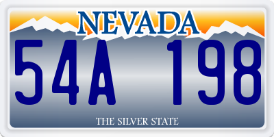 NV license plate 54A198