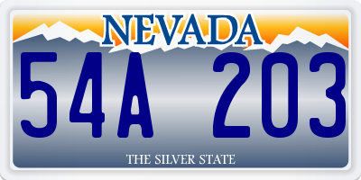 NV license plate 54A203
