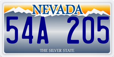 NV license plate 54A205