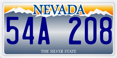 NV license plate 54A208