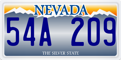 NV license plate 54A209
