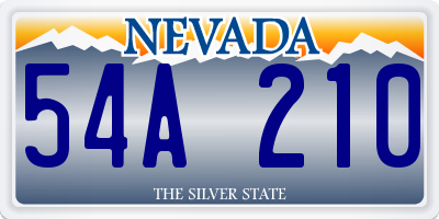 NV license plate 54A210