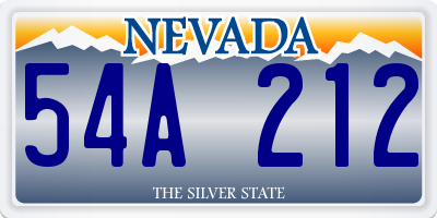 NV license plate 54A212