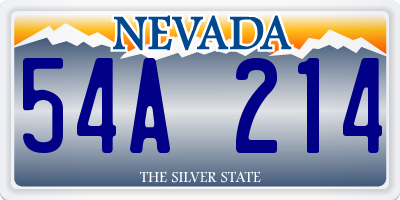 NV license plate 54A214