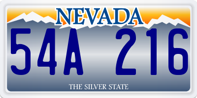 NV license plate 54A216