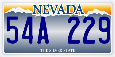 NV license plate 54A229