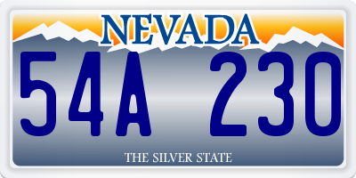 NV license plate 54A230