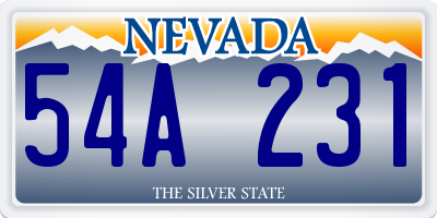 NV license plate 54A231
