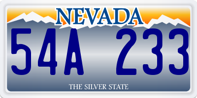 NV license plate 54A233