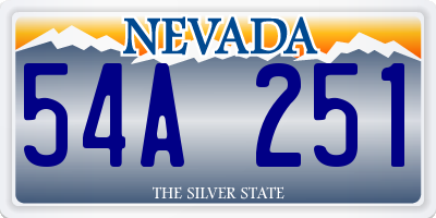 NV license plate 54A251