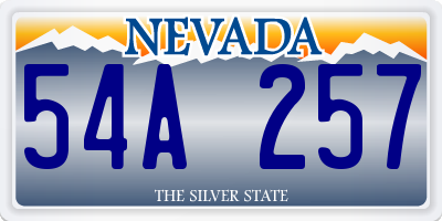 NV license plate 54A257