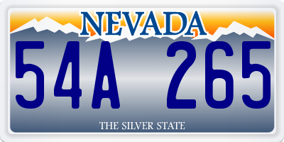 NV license plate 54A265