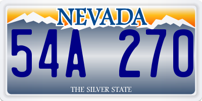 NV license plate 54A270