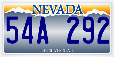 NV license plate 54A292