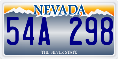 NV license plate 54A298