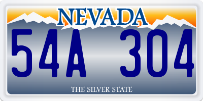 NV license plate 54A304