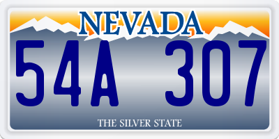 NV license plate 54A307