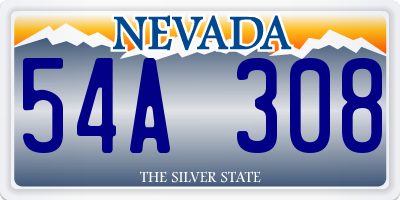 NV license plate 54A308