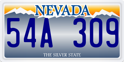 NV license plate 54A309