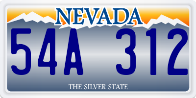 NV license plate 54A312