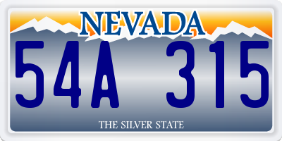 NV license plate 54A315
