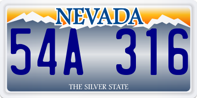 NV license plate 54A316