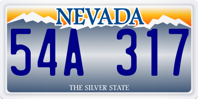 NV license plate 54A317