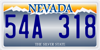 NV license plate 54A318