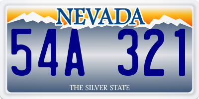 NV license plate 54A321