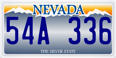 NV license plate 54A336