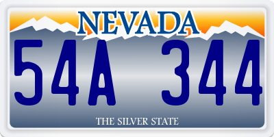 NV license plate 54A344