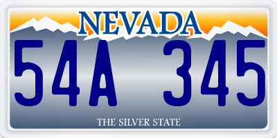 NV license plate 54A345