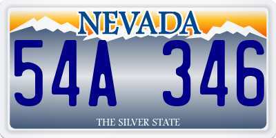 NV license plate 54A346