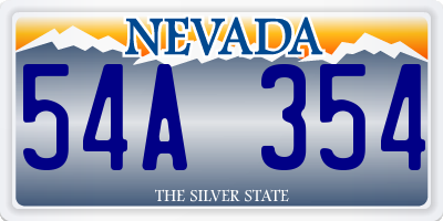 NV license plate 54A354