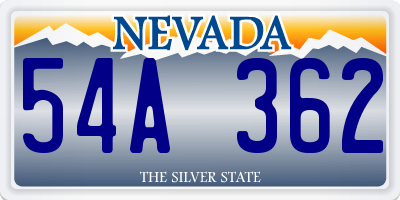 NV license plate 54A362