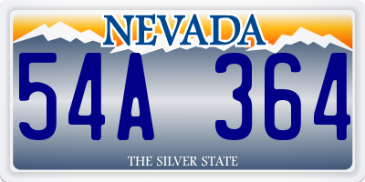 NV license plate 54A364
