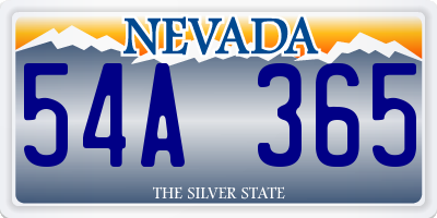 NV license plate 54A365