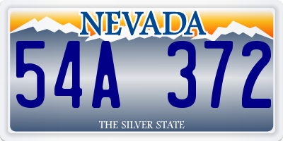 NV license plate 54A372