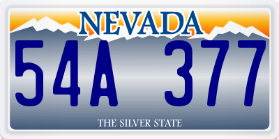 NV license plate 54A377